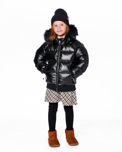 Manteau d'hiver matelassé noir style bomber