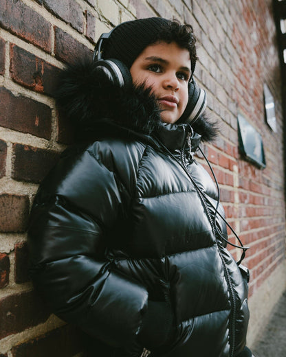 Manteau d'hiver matelassé noir style bomber