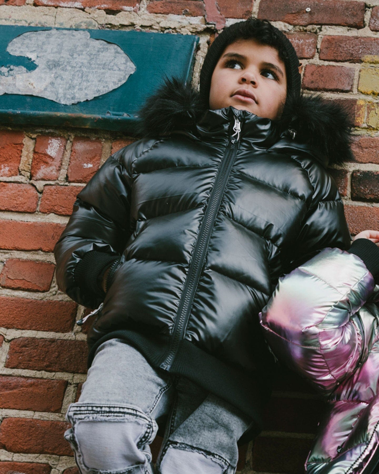Manteau d'hiver matelassé noir style bomber