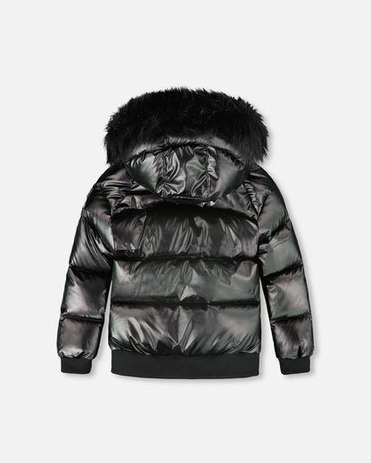 Manteau d'hiver matelassé noir style bomber