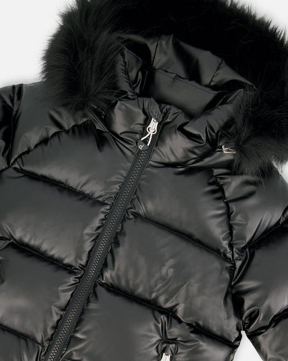 Manteau d'hiver matelassé noir style bomber