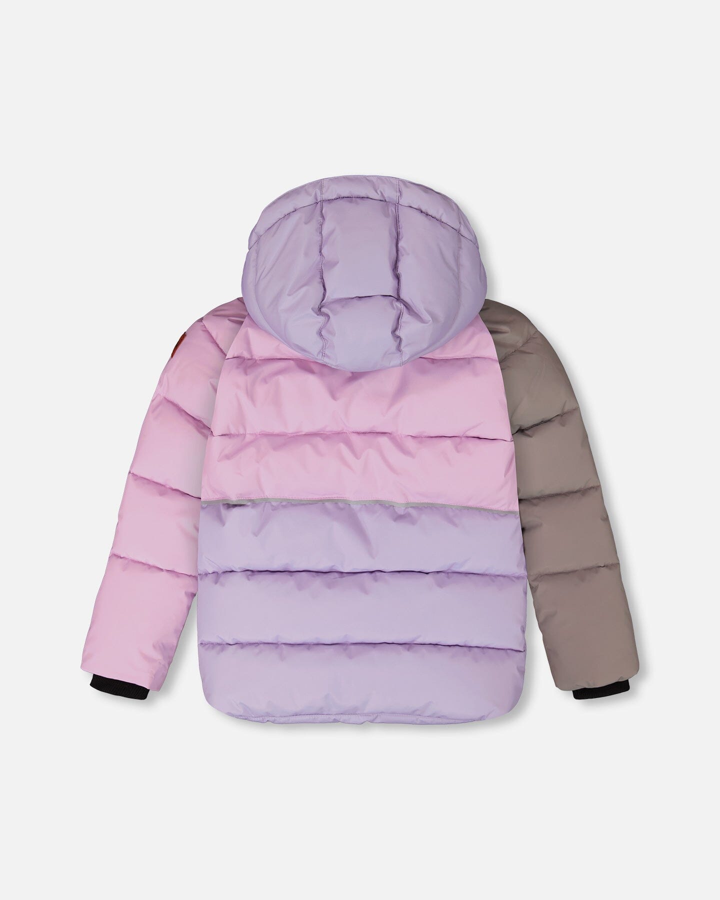 Manteau d'hiver matelassé colorblock violet et gris