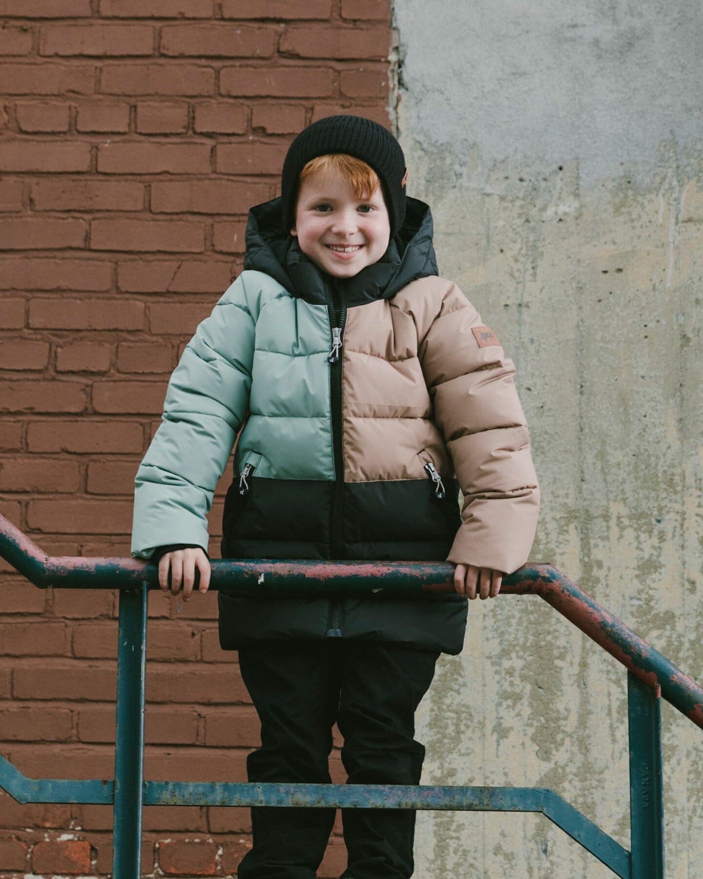 Manteau d'hiver matelassé Colorblock noir