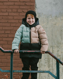 Manteau d'hiver matelassé Colorblock noir