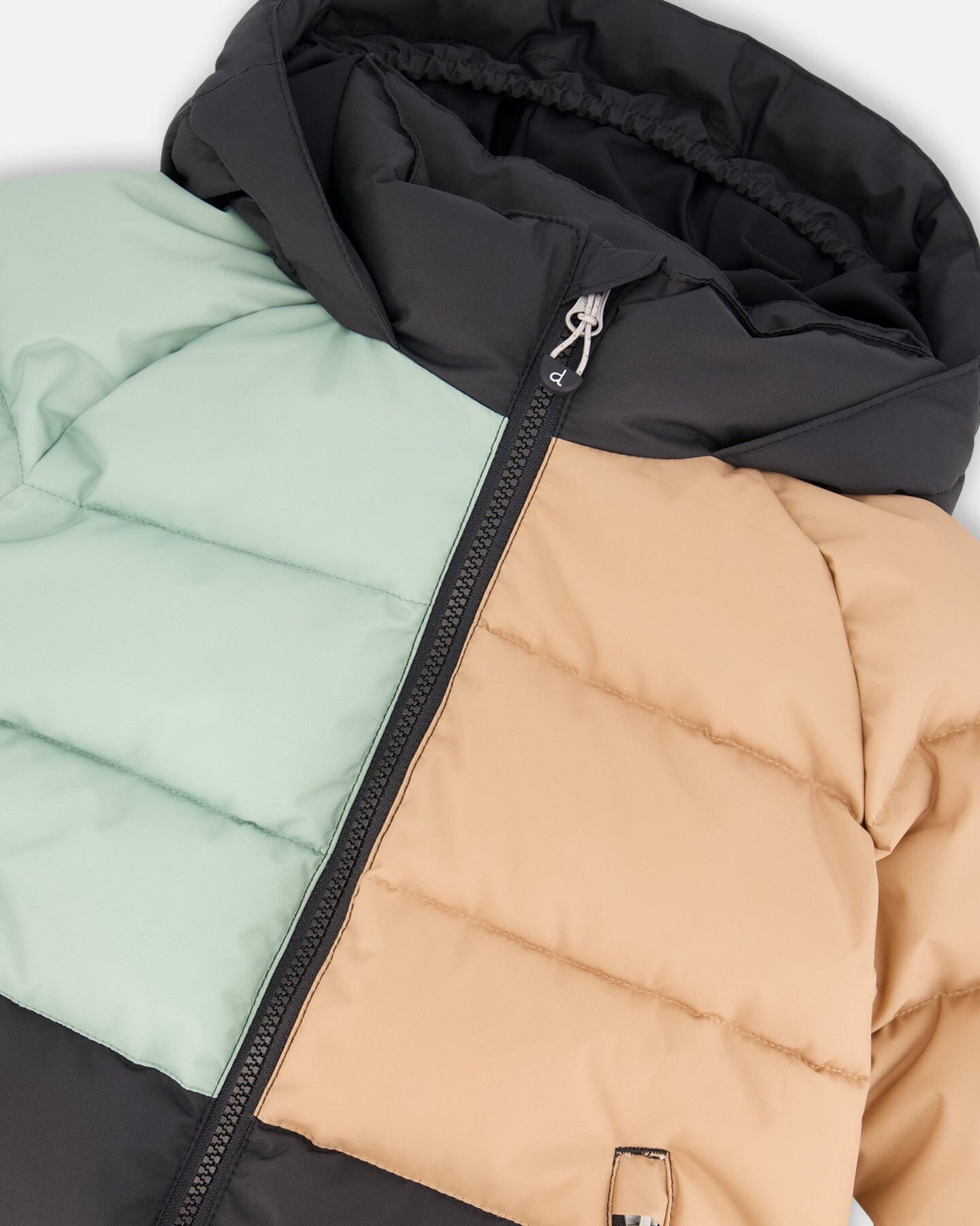 Manteau d'hiver matelassé Colorblock noir