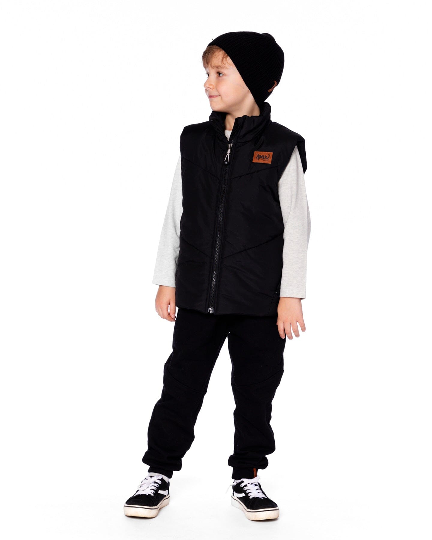 Quilted Mid-Season Sleeveless Vest Black
