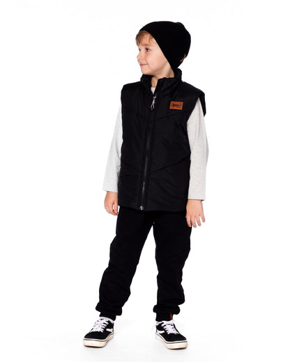 Quilted Mid-Season Sleeveless Vest Black