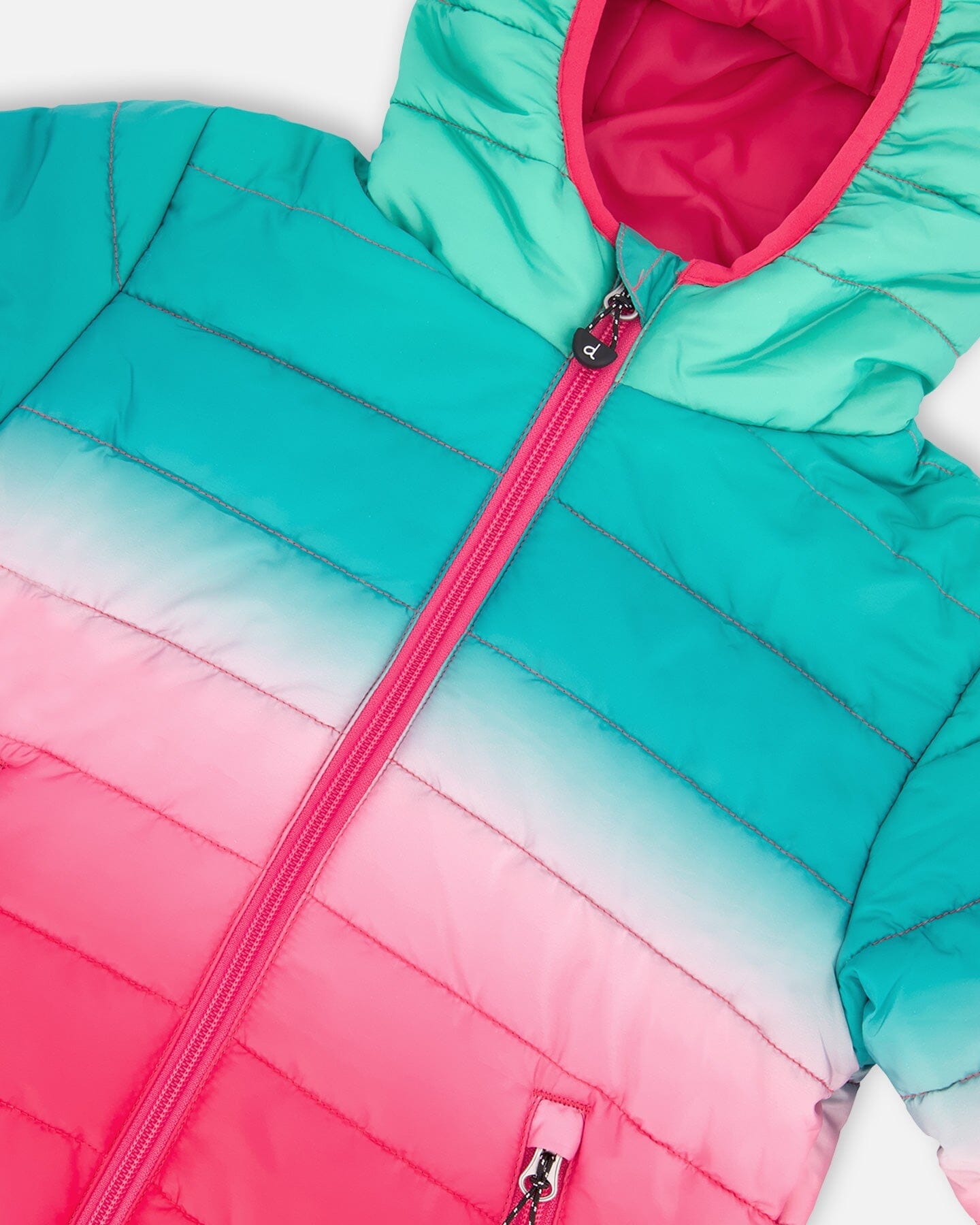 Veste Matelassée Mi-Saison Dégradé Vert Et Rose