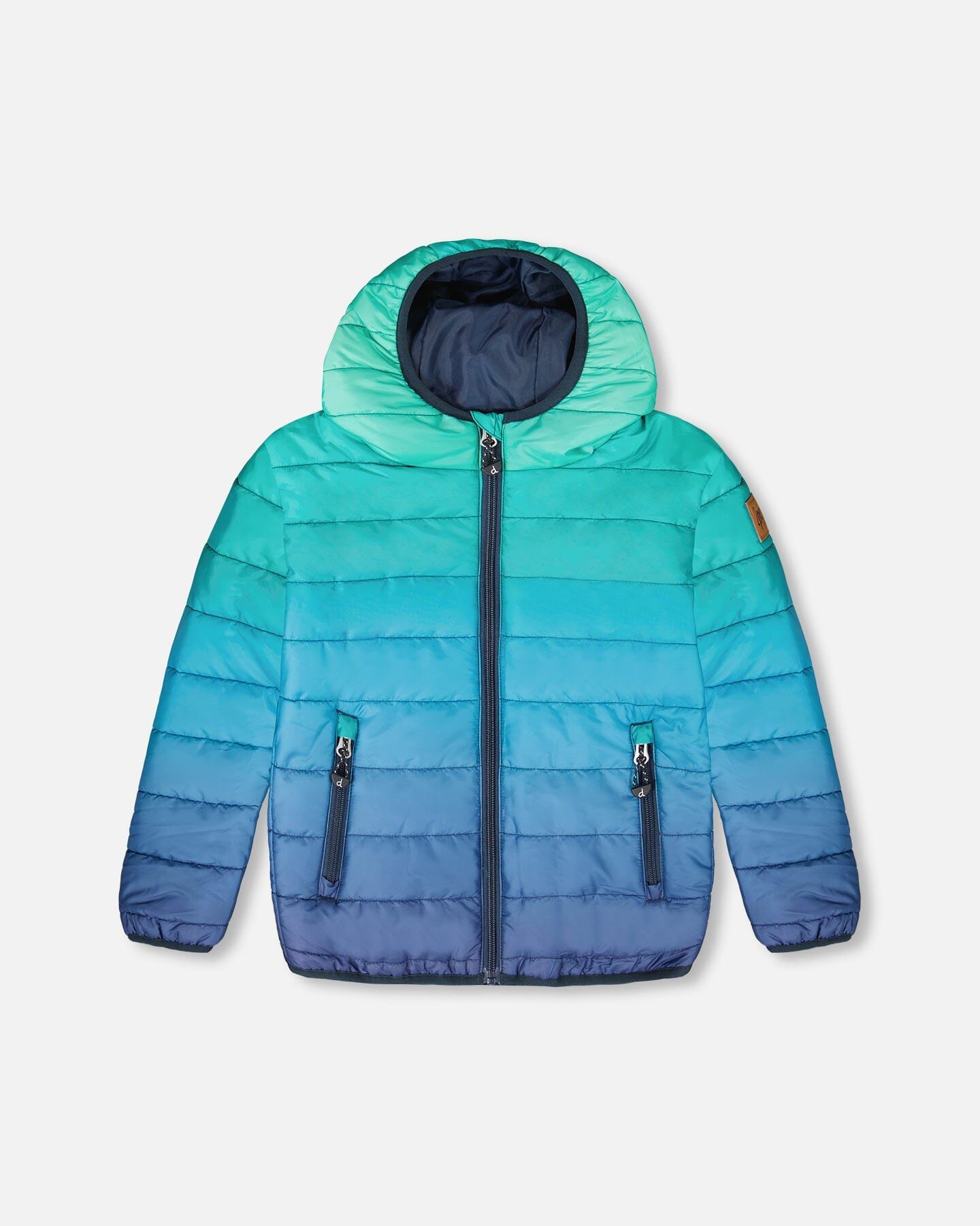 Veste matelassée mi-saison dégradé vert et bleu