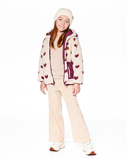 Veste réversible mi-saison en Sherpa cœur bordeaux