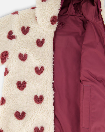 Veste réversible mi-saison en Sherpa cœur bordeaux