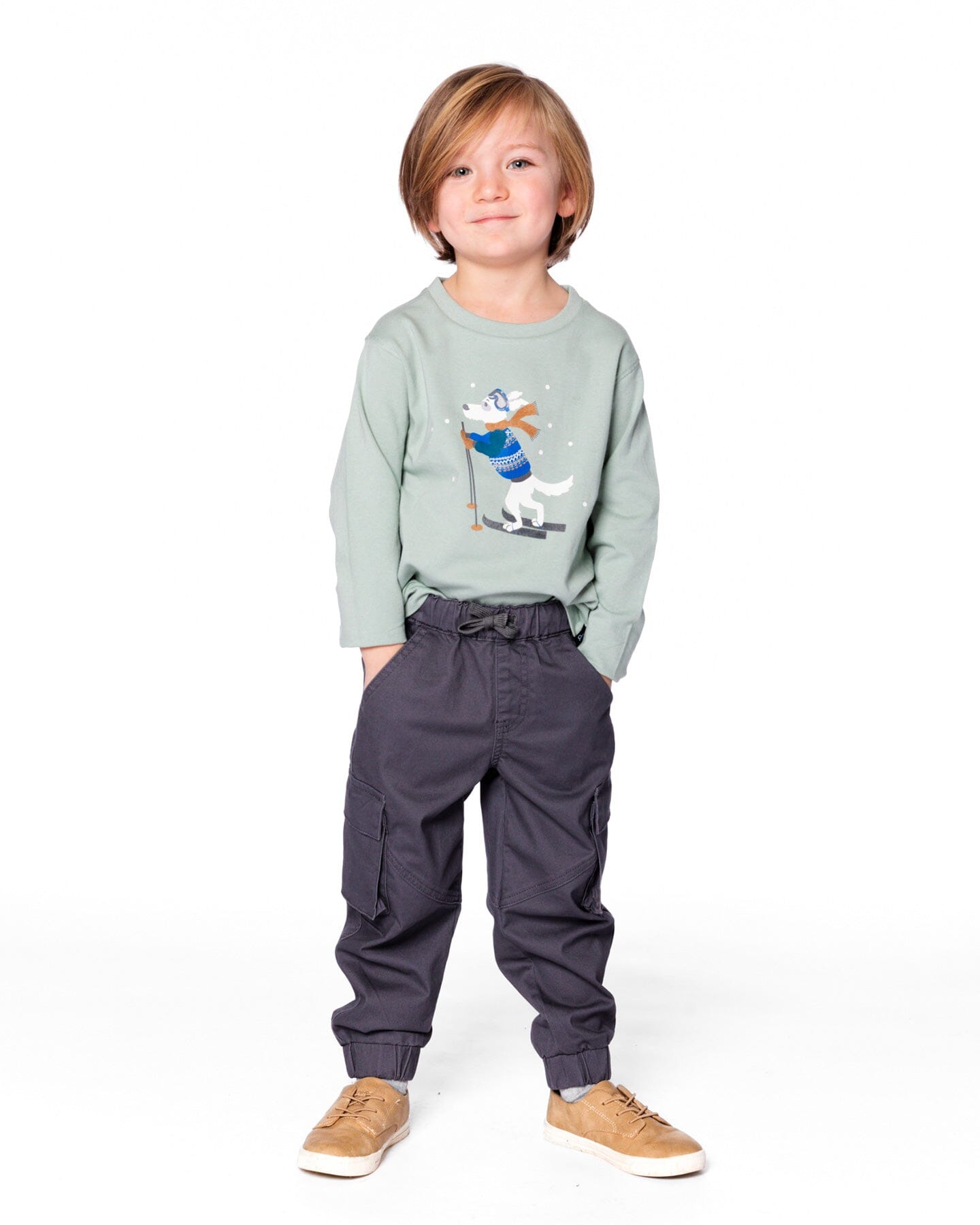 Pantalon cargo jogger en sergé gris foncé