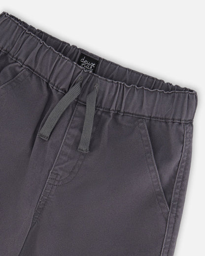 Pantalon cargo jogger en sergé gris foncé