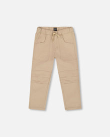 Pantalon de jogging en sergé avec poches plaquées beige