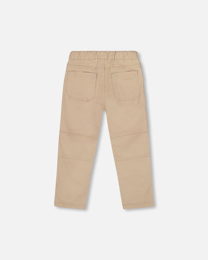 Pantalon de jogging en sergé avec poches plaquées beige
