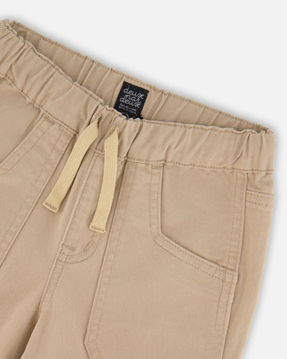 Pantalon de jogging en sergé avec poches plaquées beige