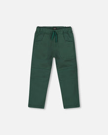 Pantalon jogger en sergé avec poches plaquées vert forêt