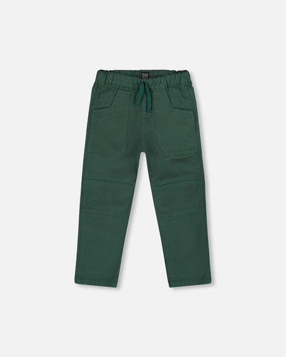 Pantalon jogger en sergé avec poches plaquées vert forêt