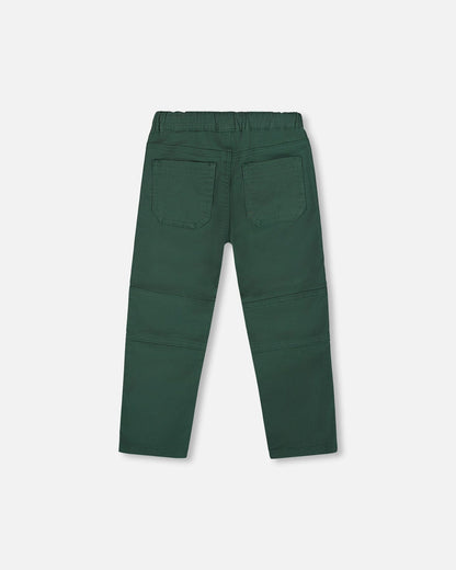 Pantalon jogger en sergé avec poches plaquées vert forêt