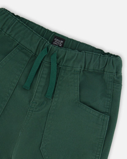 Pantalon jogger en sergé avec poches plaquées vert forêt