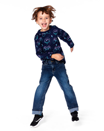 Stretch Jeans Dark Blue With Rolled Cuffs