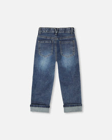 Stretch Jeans Dark Blue With Rolled Cuffs