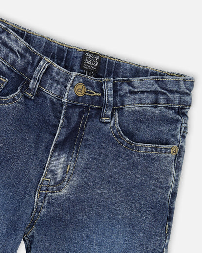 Stretch Jeans Dark Blue With Rolled Cuffs
