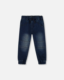 Pantalon de jogging en molleton éponge denim bleu foncé