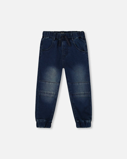 Pantalon de jogging en molleton éponge denim bleu foncé