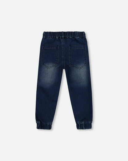 Pantalon de jogging en molleton éponge denim bleu foncé