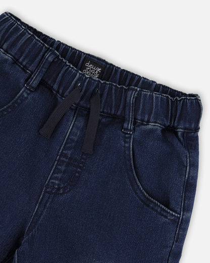 Pantalon de jogging en molleton éponge denim bleu foncé