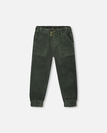 Pantalon de jogging en velours côtelé extensible vert forêt