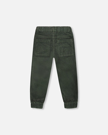 Pantalon de jogging en velours côtelé extensible vert forêt