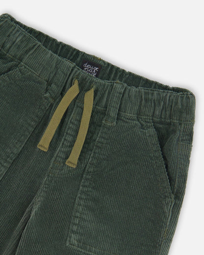 Pantalon de jogging en velours côtelé extensible vert forêt