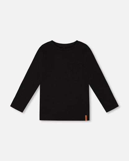 T-shirt en jersey de coton biologique avec poche Noir