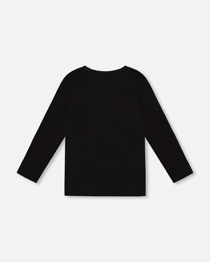 T-shirt en jersey de coton biologique avec poche Noir