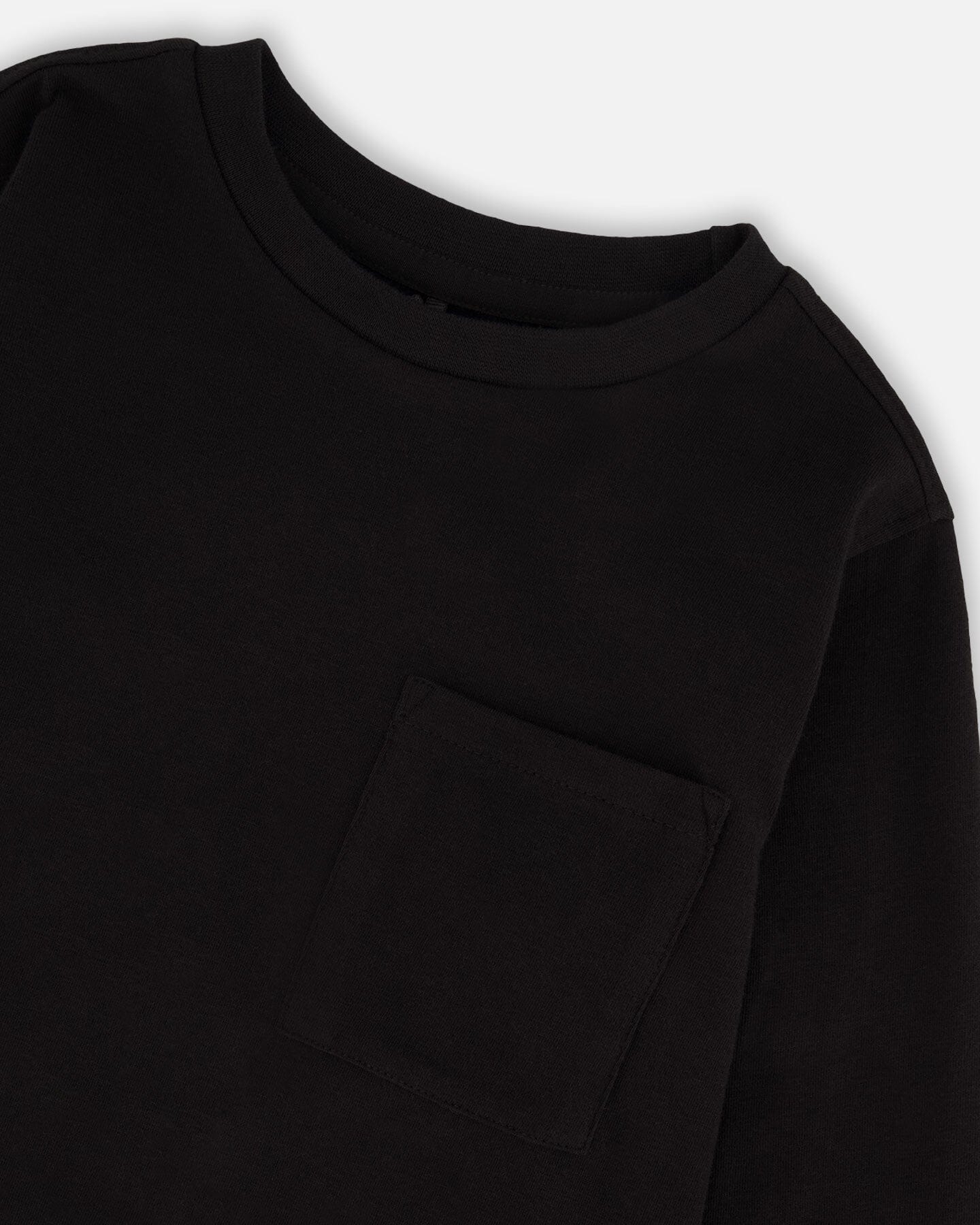 T-shirt en jersey de coton biologique avec poche Noir