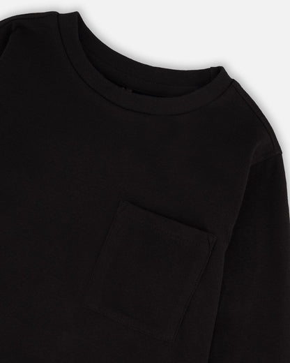 T-shirt en jersey de coton biologique avec poche Noir