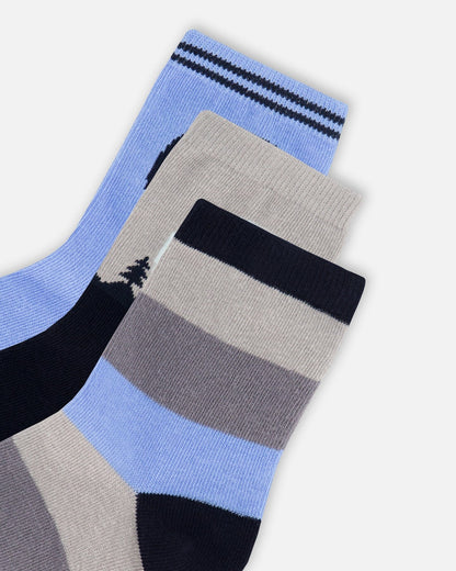 Lot de 3 paires de chaussettes en tricot bleu marine