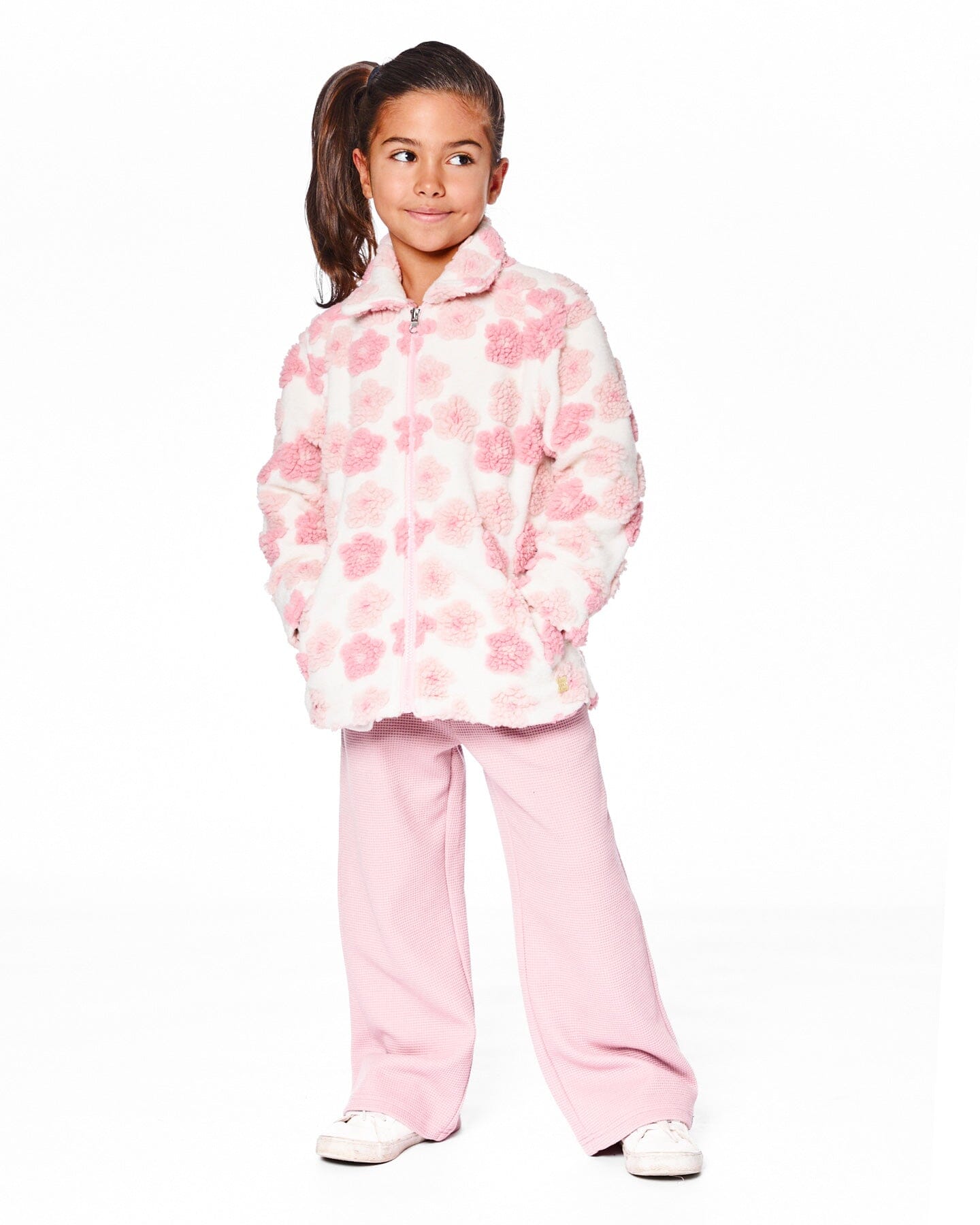 Sherpa Overshirt Off-White And Pink