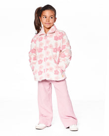 Surchemise sherpa écrue et rose