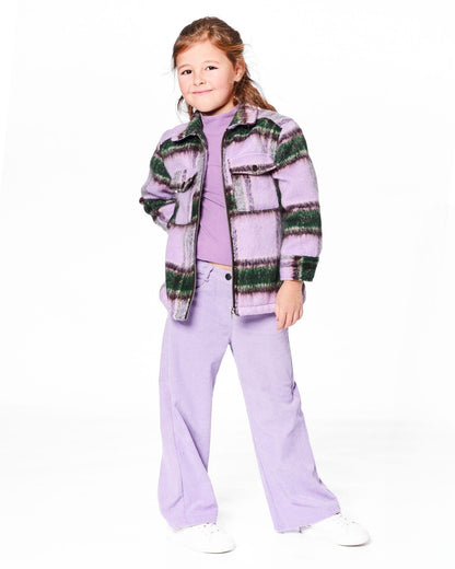 Surchemise zippée à carreaux mauve et vert