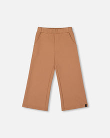 Pantalon évasé gaufre marron caramel