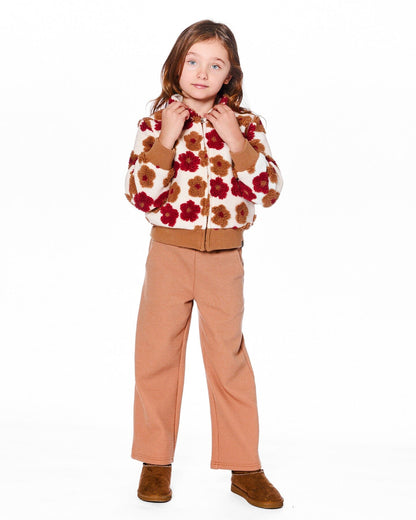 Pantalon évasé gaufre marron caramel