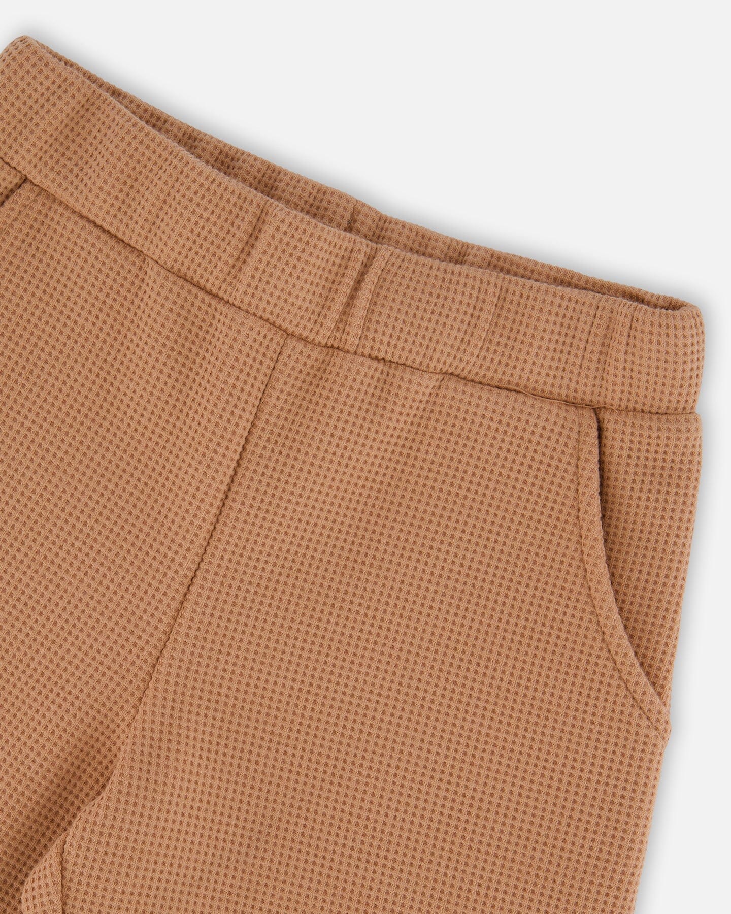 Pantalon évasé gaufre marron caramel