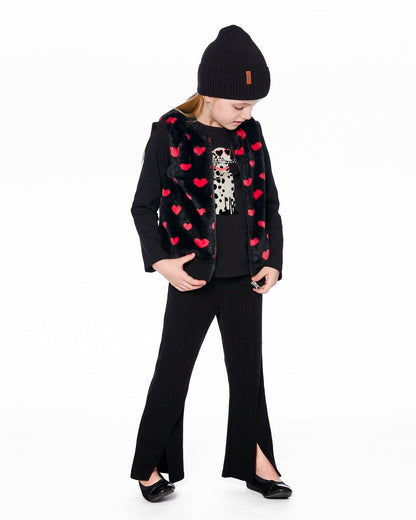 Legging côtelé évasé avec fente Noir