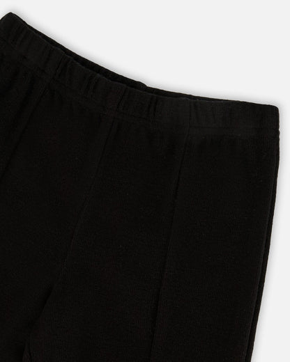 Legging côtelé évasé avec fente Noir