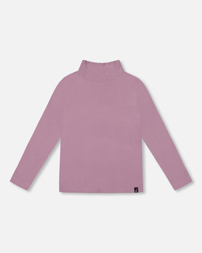 Haut à col montant côtelé ultra-doux gris violet