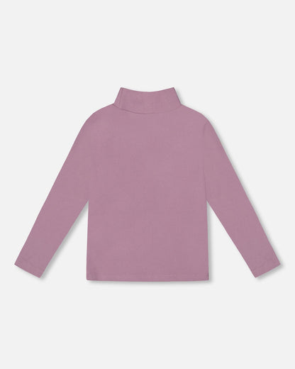 Haut à col montant côtelé ultra-doux gris violet