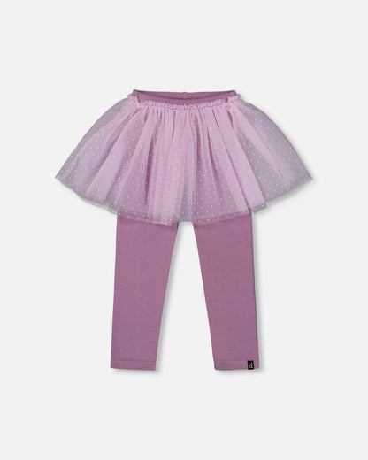 Legging avec jupe en tulle gris violet